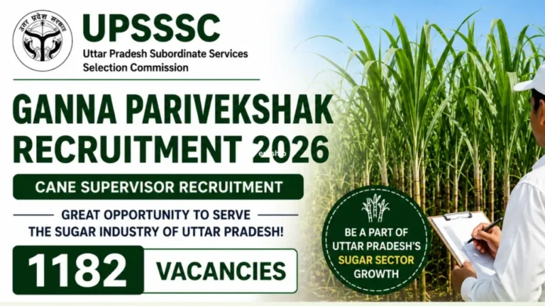UPSSSC Cane Supervisor Vacancy 2026 Out: Notification for 1,182 Posts Released – Apply Online @upsssc.gov.in